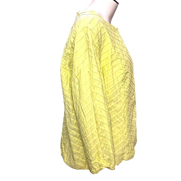 Chicos Yellow Textured Open Front Jacket Cotton Polyester Lining Lightweight 2 - Picture 4 of 11